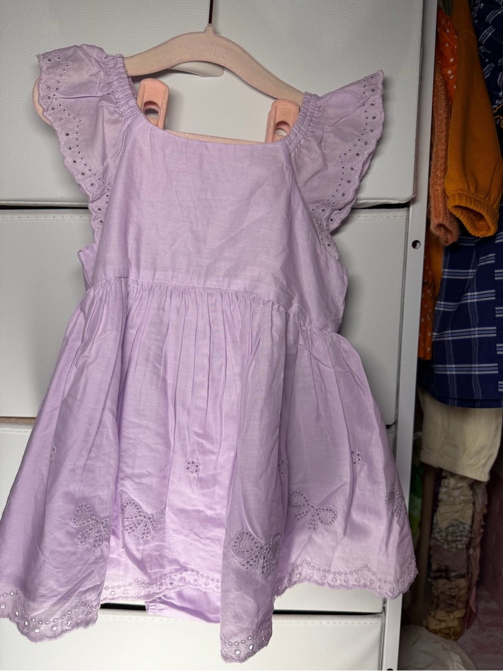 GAP Lilac Eyelet Flutter-Sleeve Dress